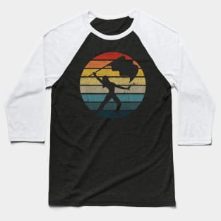 Colour Guard Silhouette On A Distressed Retro Sunset design Baseball T-Shirt